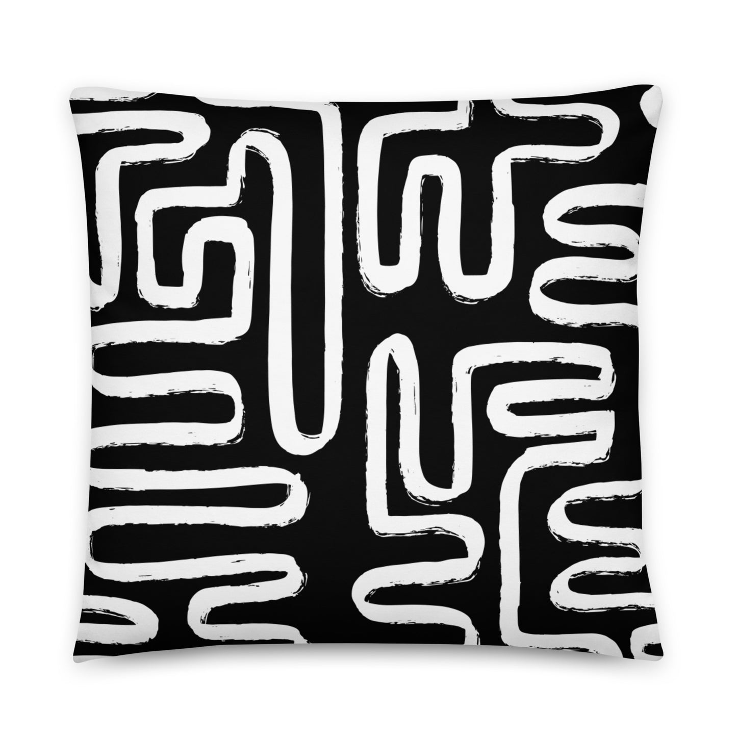 Modern Maze Decorative Pillow (Black)