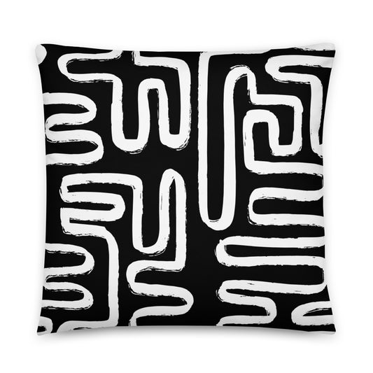 Modern Maze Decorative Pillow (Black)