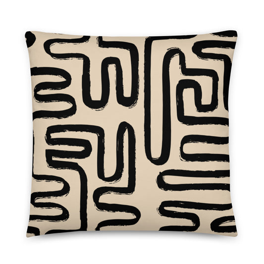 Modern Maze Decorative Pillow (Beige)