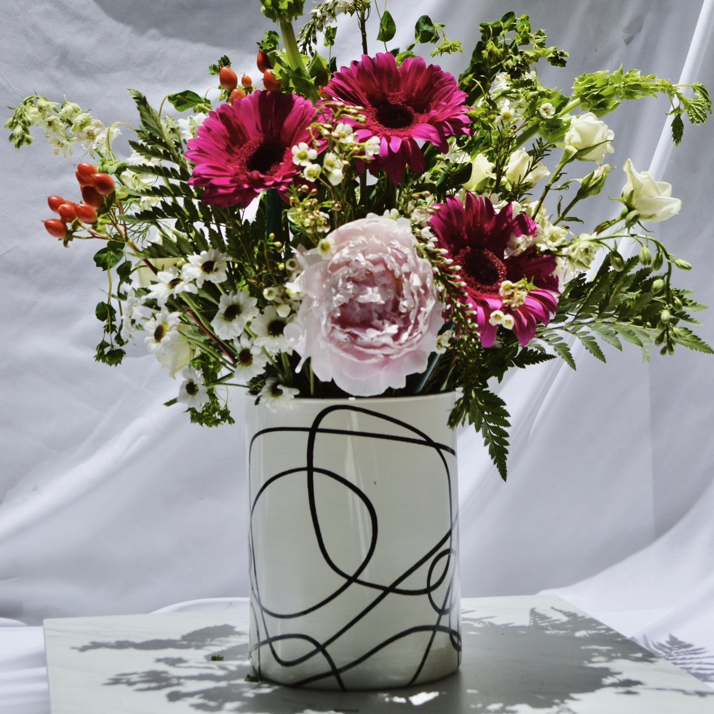 White Modern Lines Vase (Large)